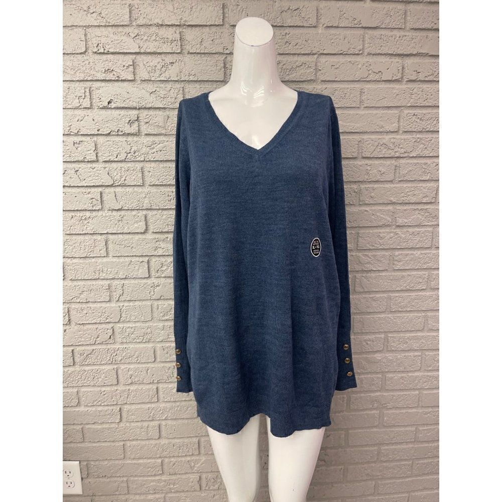 Lily Morgan Blue Knit Long Sleeve Sweater Size XL